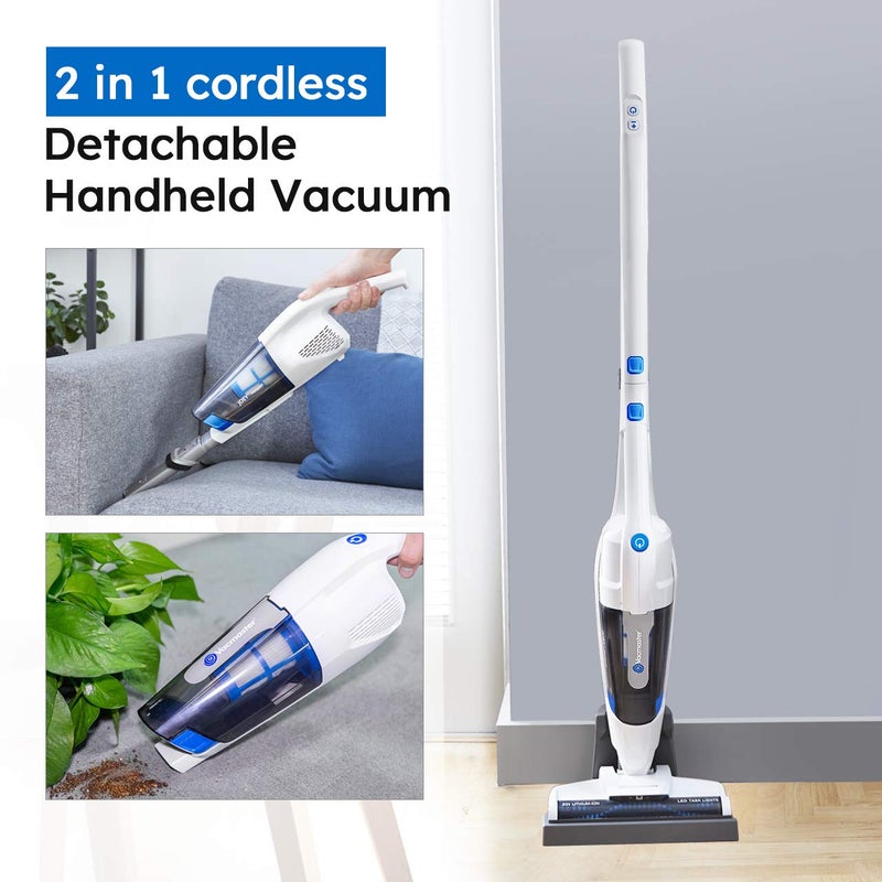 Vacmaster VSD1801 Cordless Handheld & Stick Vacuum Cleaner 2 in 1, Rechargeable Li-ion Battery Powerful Lightweight for Hardwood Floor, Carpet and Pet Hair White - Image 2