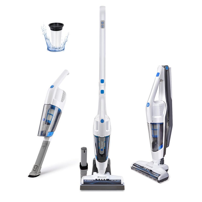 Vacmaster VSD1801 Cordless Handheld & Stick Vacuum Cleaner 2 in 1, Rechargeable Li-ion Battery Powerful Lightweight for Hardwood Floor, Carpet and Pet Hair White - Image 1
