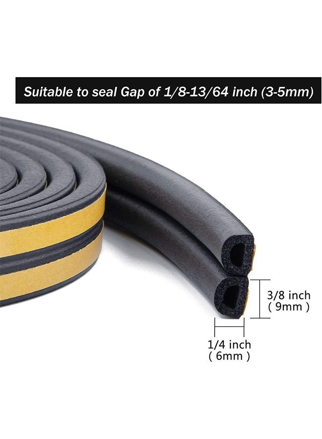 GIFT Door & Window Weather Stripping, Soundproof Insulation Seal Strip with Self-Adhesive Rubber Collision Protection, 16.5 Ft (Black) - Image 4