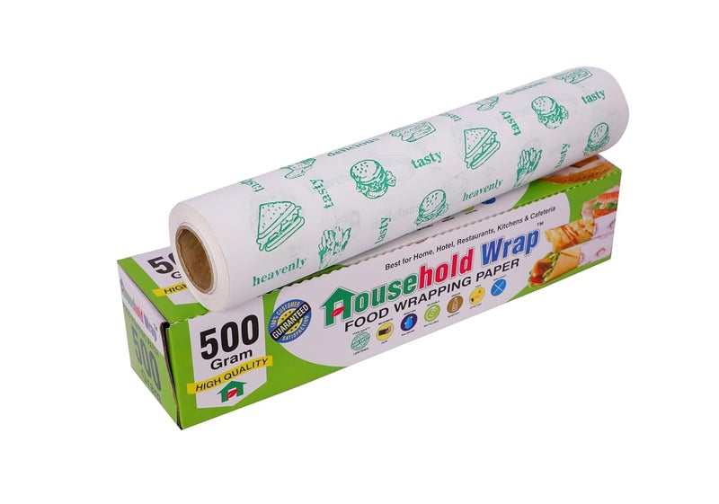 Household Wrap 500 Gram Food Wrapping Paper Roll Premium NonStick Butter Wrapping Paper Food Wrapping Paper ReHeatable Non Stick Paper Oven Safe Parchment Paper Standard