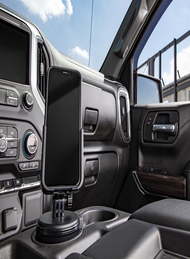 WeatherTech CupFone, Universal Cup Holder Phone Mount for Cars - Adjustable & Secure Fit with Open Access for Charging - Compatible with iPhone, Android - Metal Knobs, Black - Image 2