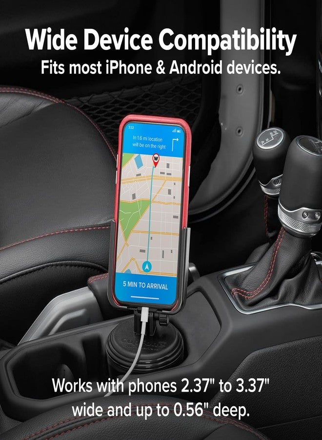 WeatherTech CupFone, Universal Cup Holder Phone Mount for Cars - Adjustable & Secure Fit with Open Access for Charging - Compatible with iPhone, Android - Metal Knobs, Black - Image 4