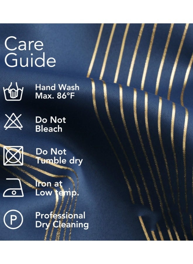 KYD - 1 Panel Blackout Curtains, Decorative Silver Thread Foil Blackout Curtains, Thermal Insulated Room Darkening Curtains for Bedroom Living Room 100*250cm Navy Blue - Image 1