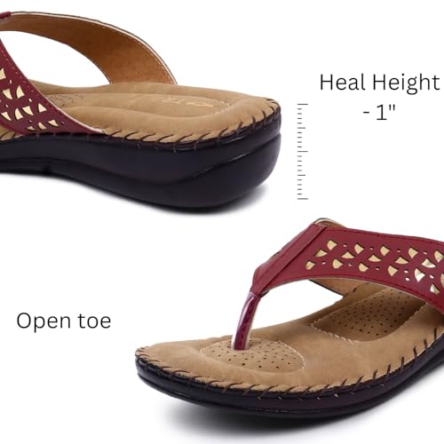 TRASE Slippers for Women Stylish Flat | Comfortable Orthopedic Soft Chappals | Lightweight Ortho Footwear for Ladies (Cherry-Golden, 6 UK) - Image 4