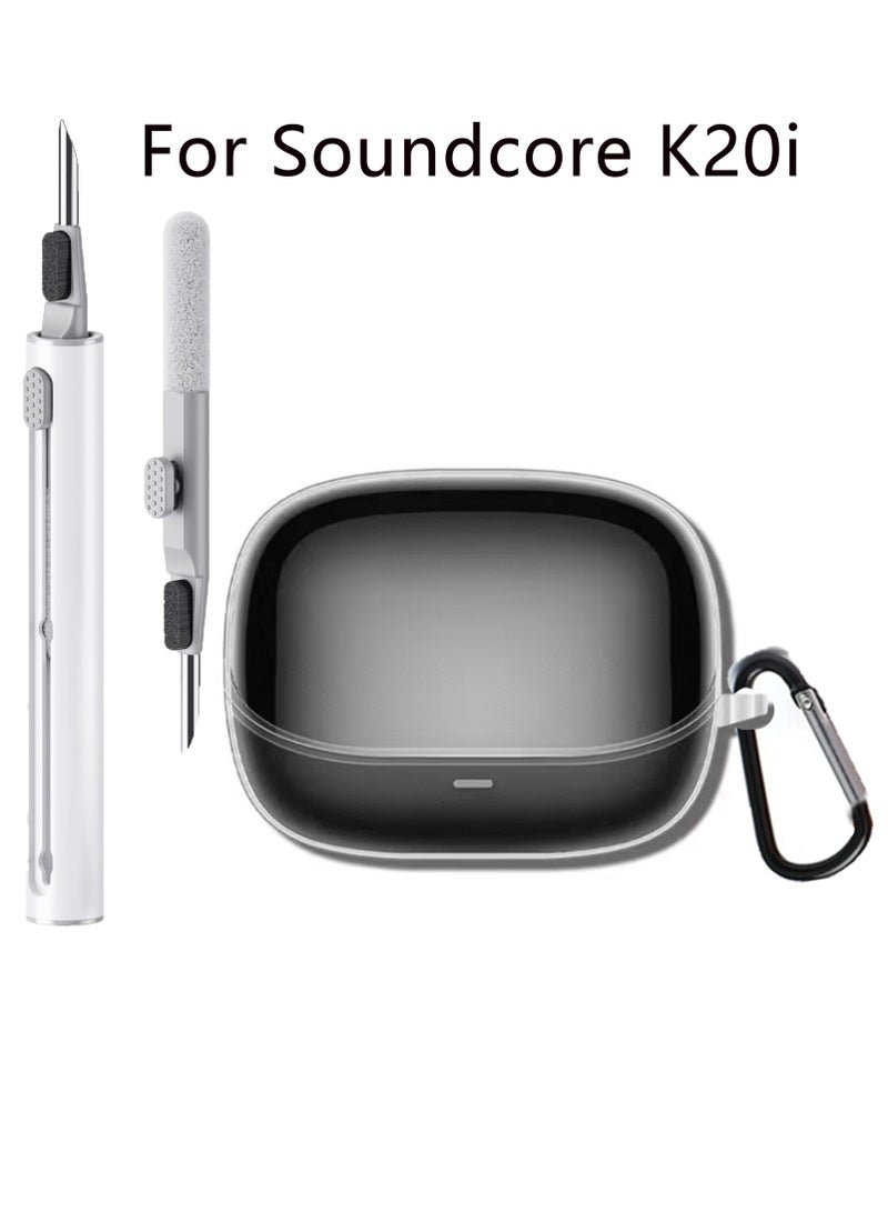 Clear Case for Soundcore K20i,Shockproof Design Full Protective Soft Transparent TPU Case with Keychain and Cleaning Pen-Clear - Image 1