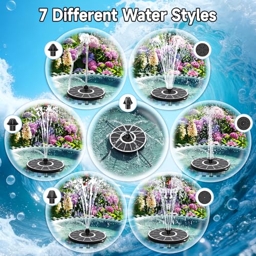 Yzert Solar Fountain, 3-Level Adjustable Water Height, 3.5W Glass Powerful Outdoor Fountain Pump with Rotating Rods & 7 Nozzles for Bird Bath, Garden, Pond, Patio, Flower Pot (2026 Model,White) - Image 4