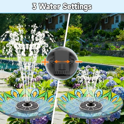 Yzert Solar Fountain, 3-Level Adjustable Water Height, 3.5W Glass Powerful Outdoor Fountain Pump with Rotating Rods & 7 Nozzles for Bird Bath, Garden, Pond, Patio, Flower Pot (2026 Model,White) - Image 3