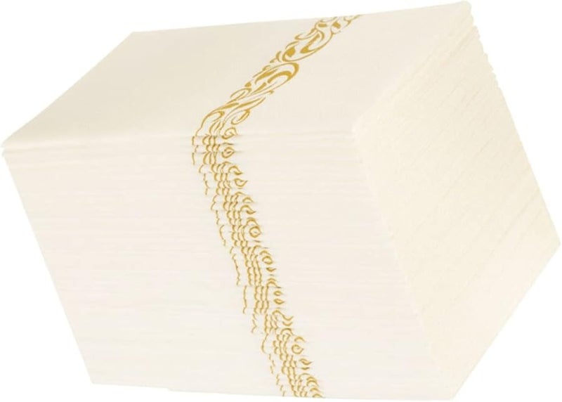 50 قطعة من لفافات الشوك والسكاكين والملاعق الذهبية للمناديل الجيبية لتجهيزات حفلات الشواء والولائم - Image 1