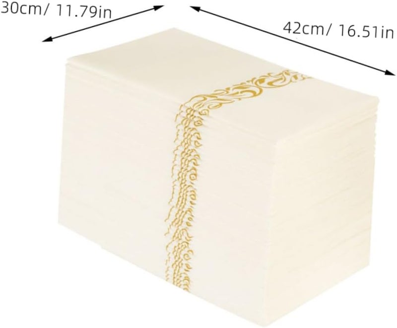 50 قطعة من لفافات الشوك والسكاكين والملاعق الذهبية للمناديل الجيبية لتجهيزات حفلات الشواء والولائم - Image 3