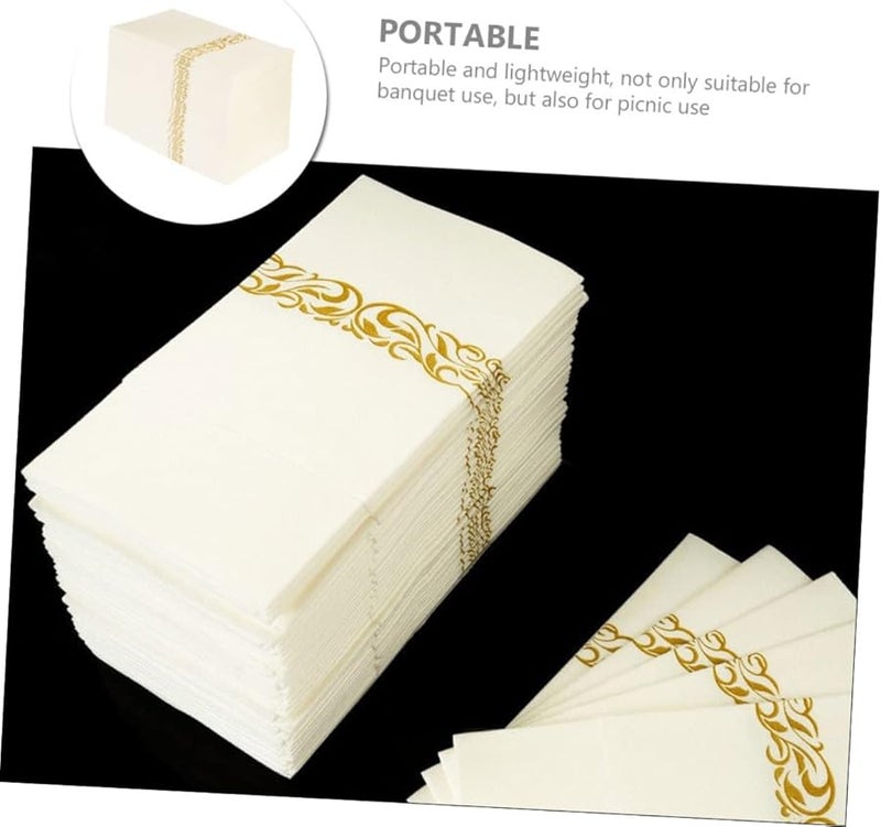 50 قطعة من لفافات الشوك والسكاكين والملاعق الذهبية للمناديل الجيبية لتجهيزات حفلات الشواء والولائم - Image 5