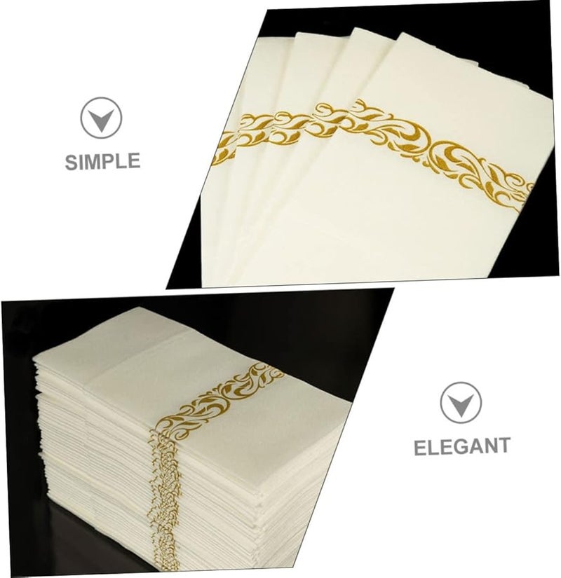 50 قطعة من لفافات الشوك والسكاكين والملاعق الذهبية للمناديل الجيبية لتجهيزات حفلات الشواء والولائم - Image 4