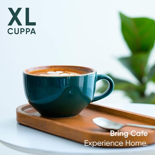 Shay Large Ceramic Coffee Cup, 1pc, Teal Green, 320ml | Cappuccino Cup | Glossy Finish | Premium Porcelain Coffee Mug | Microwave Safe (XL Cuppa 1pc - Teal Green) - Image 2