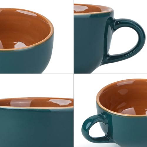 Shay Large Ceramic Coffee Cup, 1pc, Teal Green, 320ml | Cappuccino Cup | Glossy Finish | Premium Porcelain Coffee Mug | Microwave Safe (XL Cuppa 1pc - Teal Green) - Image 5
