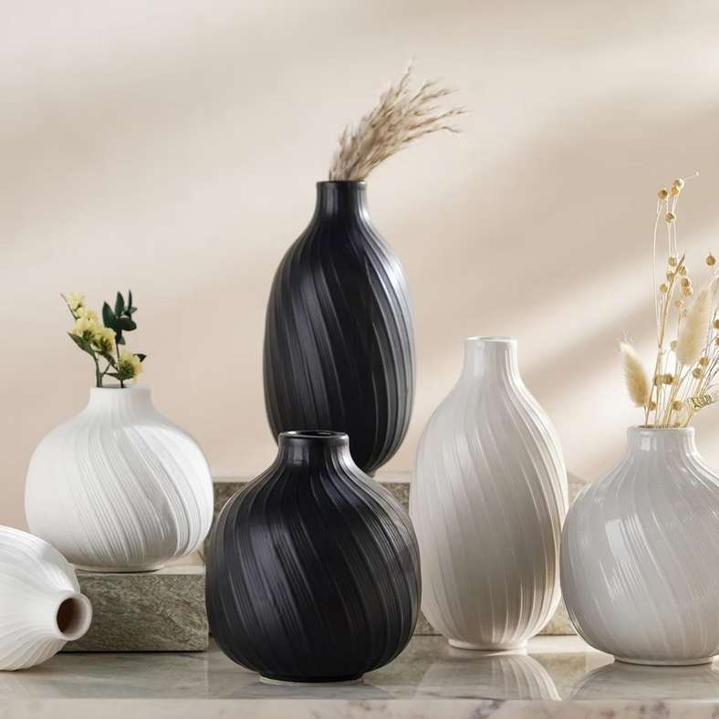 Pan Home Black Ceramic Swirl Vase for Home Decor - Image 4