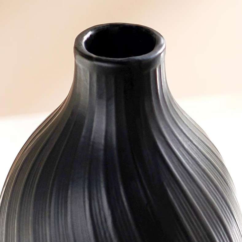 Pan Home Black Ceramic Swirl Vase for Home Decor - Image 3