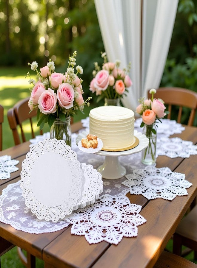 Rosojodg 150 Pcs 6 inch White Lace Paper Doilies Disposable Round for Buffet Cake Fried Food Party Wedding Tableware Decoration, Disposable Doilies Kitchen and Table Linens, Small Paper Doilies - Image 3