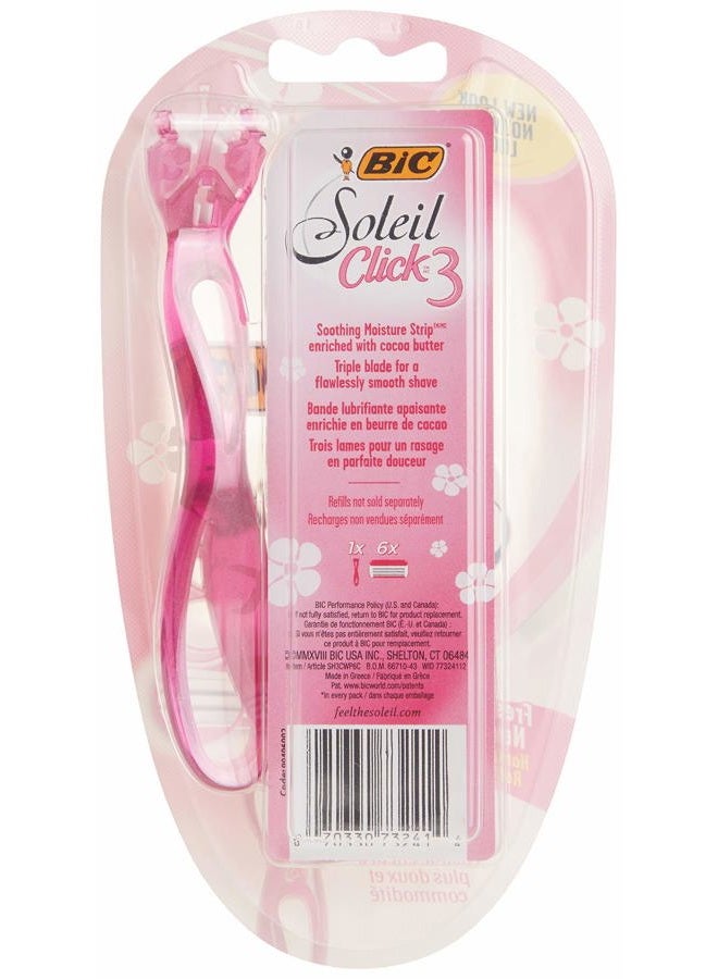 Bic Click 3 Soleil Women's Disposable Razors, 3 Blades With a Moisture Strip For a Smoother Shave, 12 Piece Razor Set - Image 3