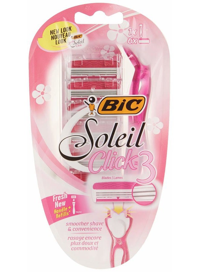 Bic Click 3 Soleil Women's Disposable Razors, 3 Blades With a Moisture Strip For a Smoother Shave, 12 Piece Razor Set - Image 2
