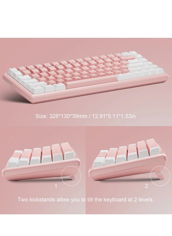 XTREMTEC - K201 80% Gaming Hybrid Mechanical Keyboard - Brown Switch -  3 Modes Bluetooth, Wireless & Wired (Pink White) - Image 1