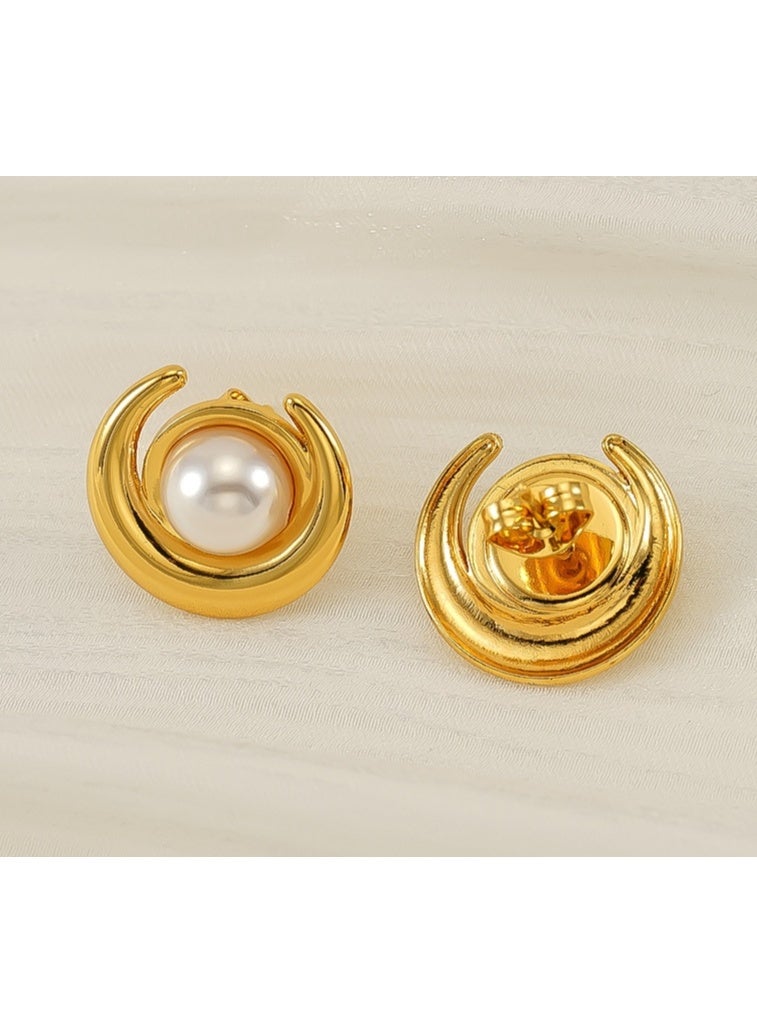 لاتين قرط نسائي مطلي بالذهب عيار 18 قيراطًا من الفولاذ المقاوم للصدأ للنساء والفتيات - Image 2