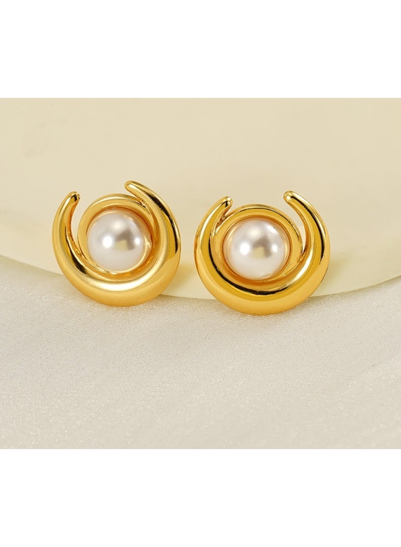 لاتين قرط نسائي مطلي بالذهب عيار 18 قيراطًا من الفولاذ المقاوم للصدأ للنساء والفتيات - Image 1