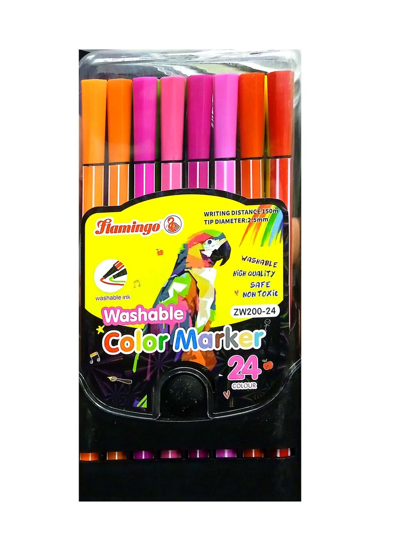 Flamingo 24 Pieces Washable Colour Marker