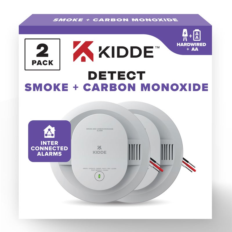 Kidde Hardwired Smoke & Carbon Monoxide Detector  Aa Battery Backup Smoke Alarm  Interconnectable  Led Warning Light Indicators  2 Pack - Image 1