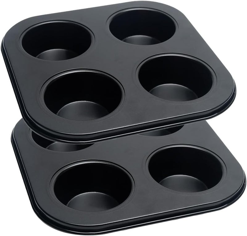 Ragyzity 4 Cup Muffin Pan, Bakeware Non-stick Cupcake Baking Pan Mini Pie Pans, Air Fryer Small Oven Cupcake Baking Pan Non Stick No Toxic Bakeware, Heavy Duty Carbon Steel Muffin Tray for Oven Baking (2PCS) - Image 1