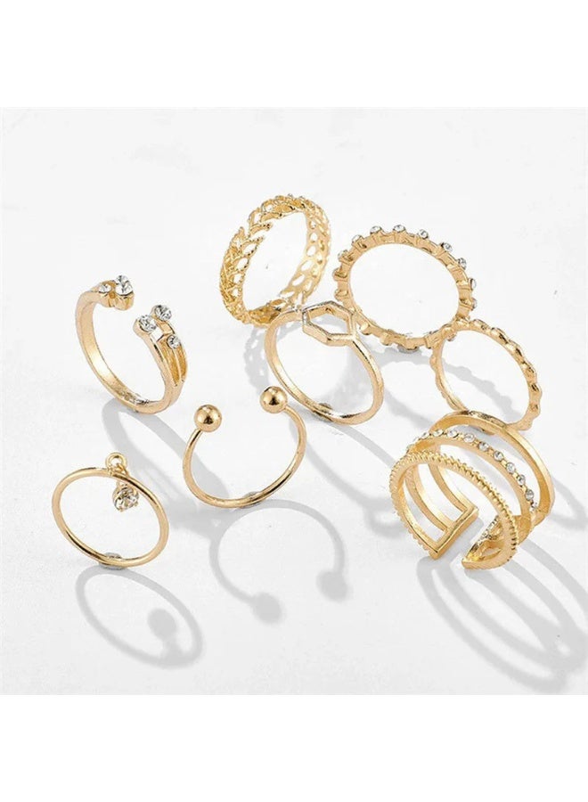 Osluxe Gold Plated Gold-Toned Contemporary Stackable Rings Set of 8 for Women – OSL-100 - Image 2