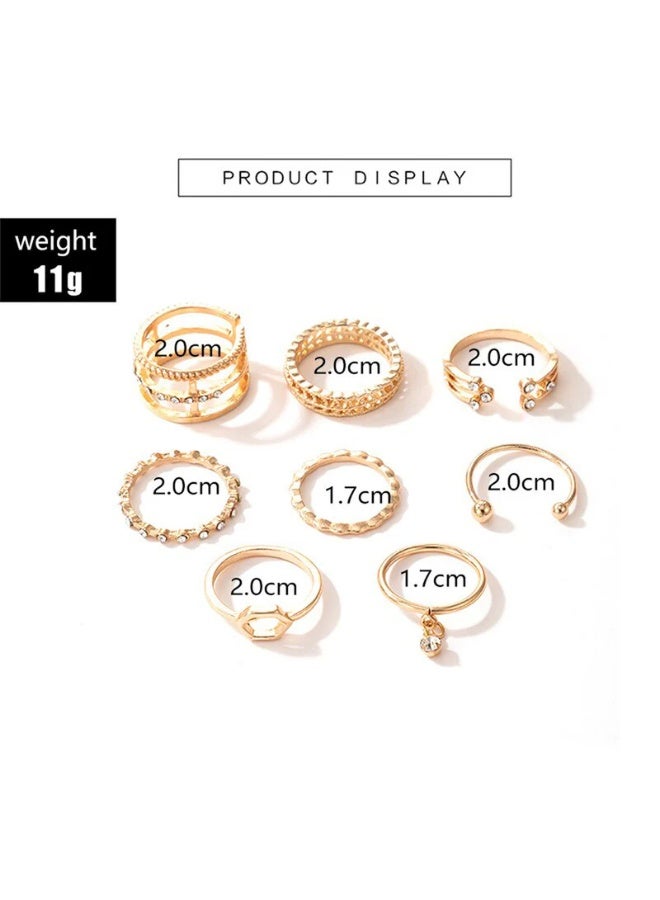 Osluxe Gold Plated Gold-Toned Contemporary Stackable Rings Set of 8 for Women – OSL-100 - Image 5