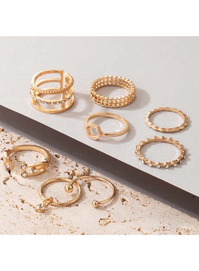 Osluxe Gold Plated Gold-Toned Contemporary Stackable Rings Set of 8 for Women – OSL-100 - Image 3