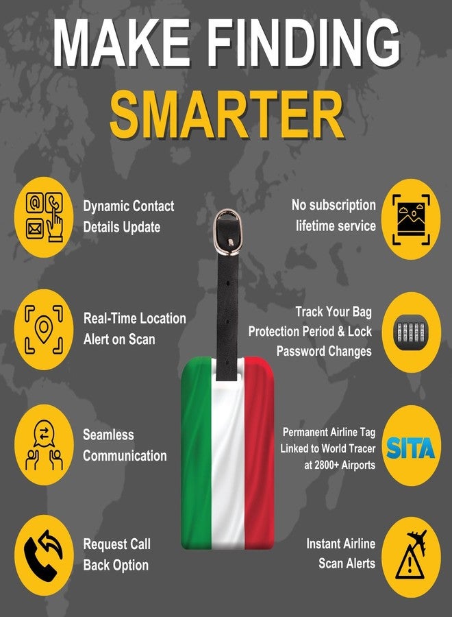 tag8 Bag Security Luggage Tags, 2 Pcs Italy Flag Bag Tags with Airport Tracer Code, Suitcase Luggage Tags Travel Suitcase Baggage Handbag Tag | Stop Losing, Start Tagging - Image 4