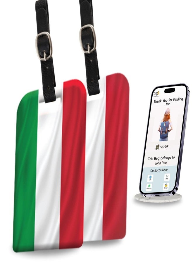 tag8 Bag Security Luggage Tags, 2 Pcs Italy Flag Bag Tags with Airport Tracer Code, Suitcase Luggage Tags Travel Suitcase Baggage Handbag Tag | Stop Losing, Start Tagging - Image 1