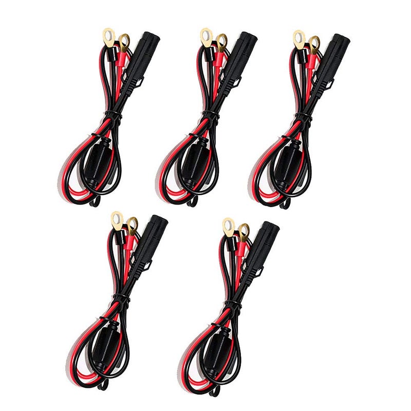 iMESTOU 2FT SAE O Ring Terminal Harness with 10A Fused 2-Pin Quick Disconnect Plug (5PCS-Pack) - Image 1