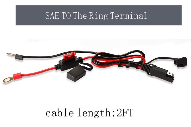 iMESTOU 2FT SAE O Ring Terminal Harness with 10A Fused 2-Pin Quick Disconnect Plug (5PCS-Pack) - Image 2