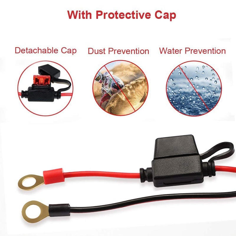 iMESTOU 2FT SAE O Ring Terminal Harness with 10A Fused 2-Pin Quick Disconnect Plug (5PCS-Pack) - Image 4