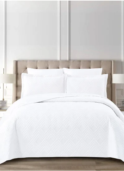 Donetella Bedspread Coverlet Set 3-Pcs Single Size Bed Fits(120 X 200 Cm) Soft Luxurious Solid Compressed Comforter With Fitted Sheet Pillow Sham And Pillowcases,