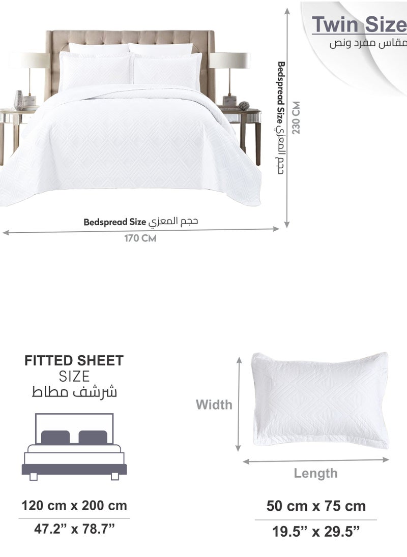 Donetella - Bedspread Coverlet Set 3-Pcs Single Size Bed Fits(120 X 200 Cm) Soft Luxurious Solid Compressed Comforter With Fitted Sheet Pillow Sham And Pillowcases, - Image 1