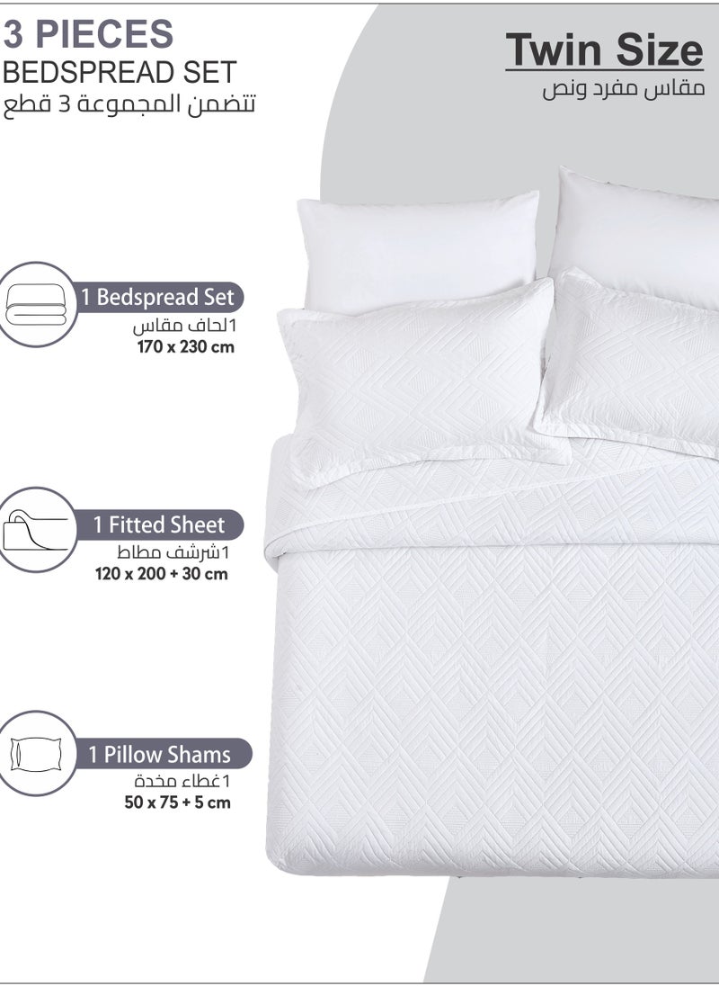 Donetella - Bedspread Coverlet Set 3-Pcs Single Size Bed Fits(120 X 200 Cm) Soft Luxurious Solid Compressed Comforter With Fitted Sheet Pillow Sham And Pillowcases, - Image 1