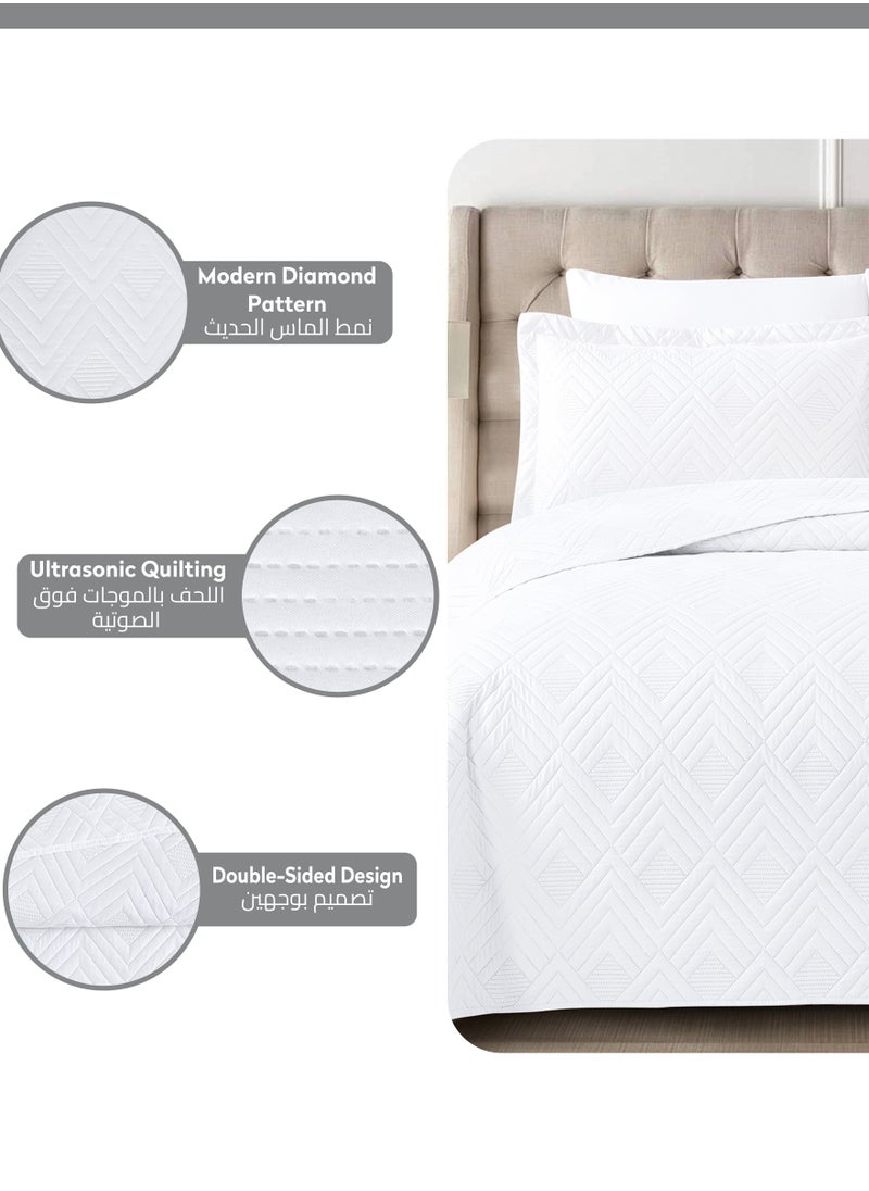 Donetella - Bedspread Coverlet Set 3-Pcs Single Size Bed Fits(120 X 200 Cm) Soft Luxurious Solid Compressed Comforter With Fitted Sheet Pillow Sham And Pillowcases, - Image 1
