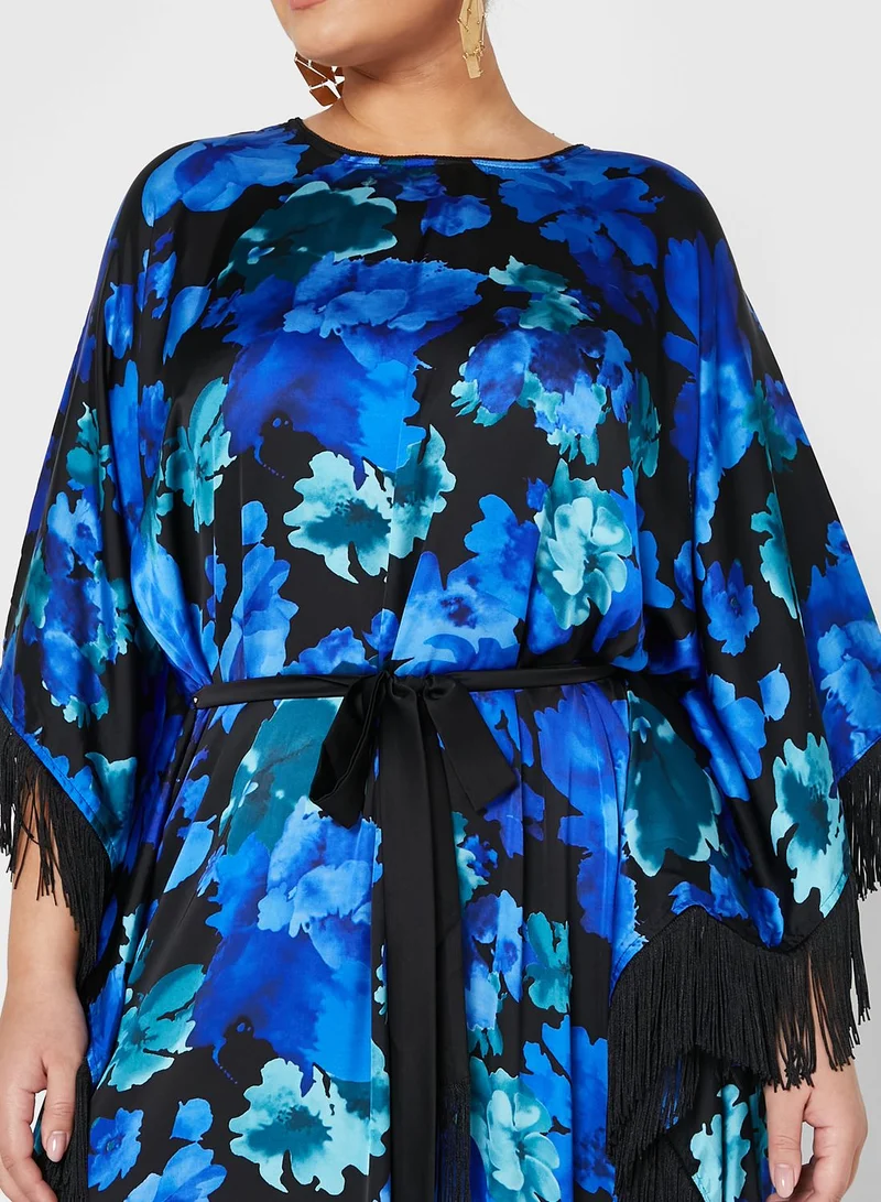 Maison Arabelle Curve Cape Sleeve Floral Printed Jalabiya