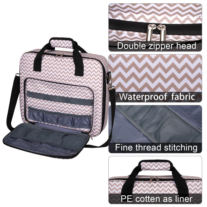 BAGLHER Cross Stitch & Embroidery Organizer Bag - Large Portable Project Storage with 3 Compartments, Travel Friendly Carrying Case for 11.2" Hoops, Threads, Supplies (Stripe) - Image 5