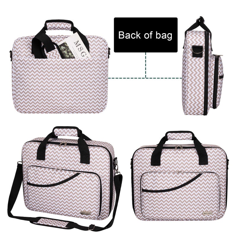 BAGLHER Cross Stitch & Embroidery Organizer Bag - Large Portable Project Storage with 3 Compartments, Travel Friendly Carrying Case for 11.2" Hoops, Threads, Supplies (Stripe) - Image 4