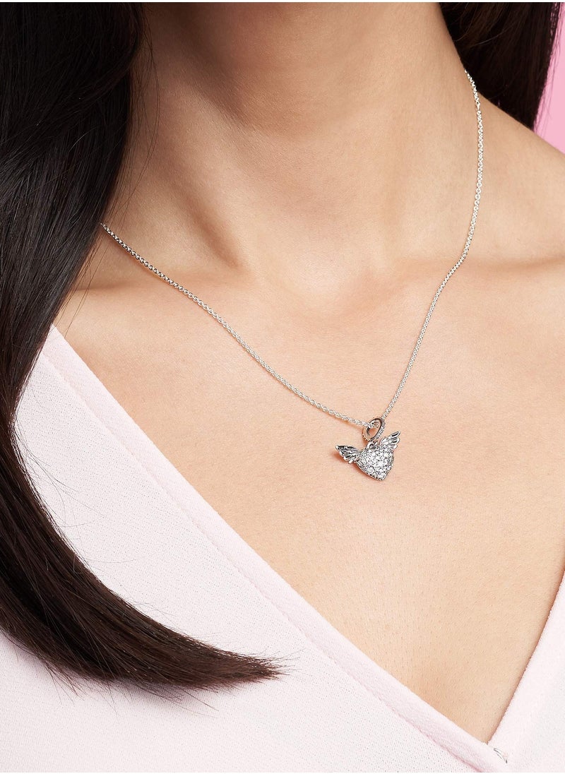 Pandora Violet - PANDORA Jewelry Pave Heart Wings Cubic Zirconia Necklace in 925 Sterling Silver - Image 1