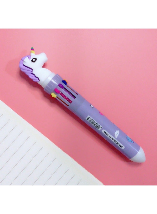 Autonomy Creative Stationery Ten Color Ballpoint Pen Cartoon Student Color Hand Account Pen Girl Heart Multi-color Press Ballpoint Pen - Image 1