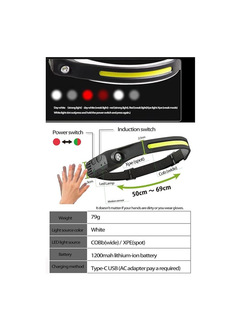 Generic Headlamp Rechargeable with red light Bright 230° Wide Beam Headlight  - Image 4