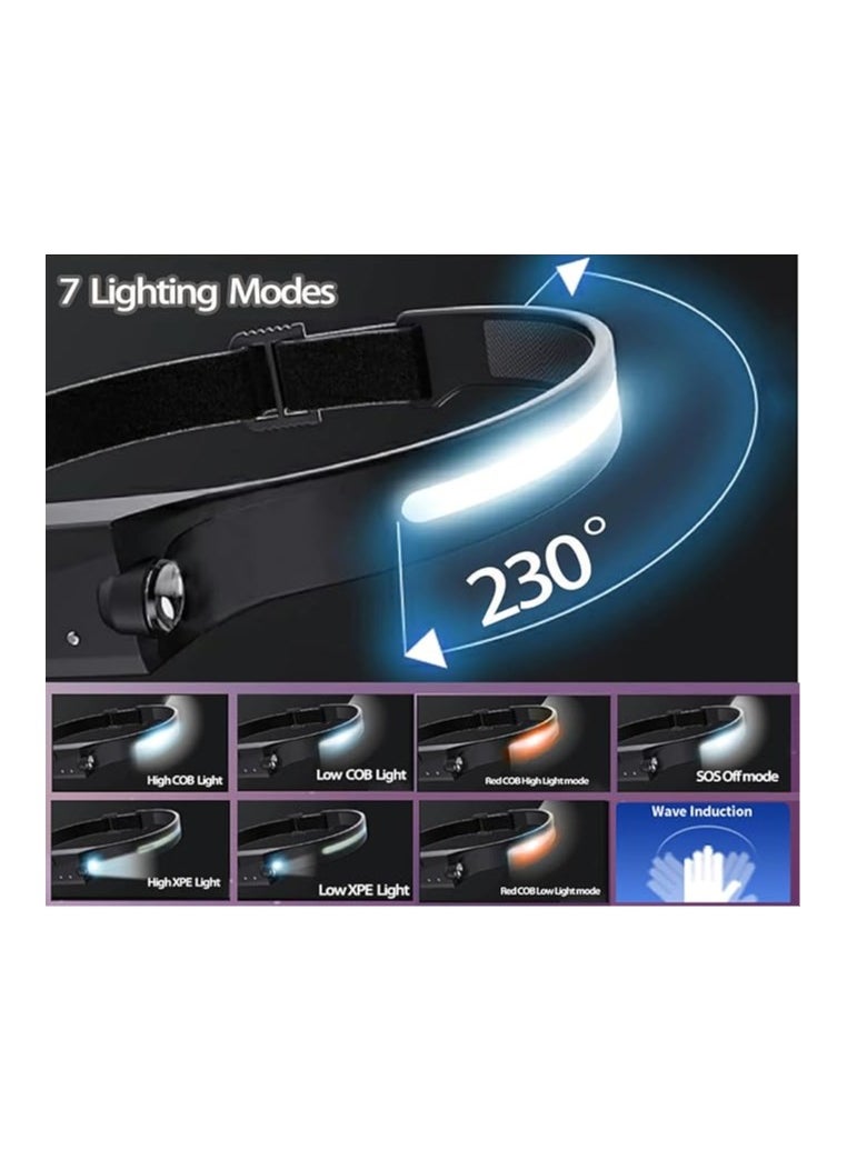 Generic Headlamp Rechargeable with red light Bright 230° Wide Beam Headlight  - Image 1