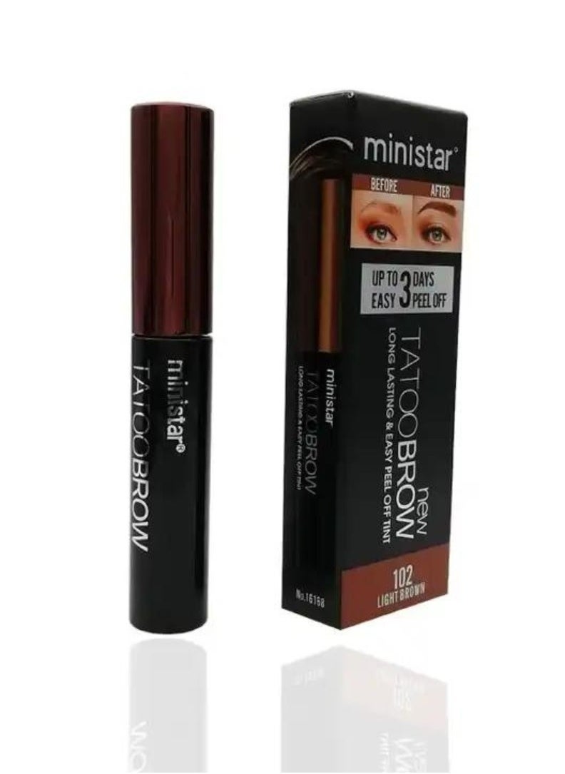 Ministar - Tattoo Brow Peel Off Tint Long Lasting and Easy 3 Days Peel Off Tint Tattoo Eyebrow Gel Enriched with Royal Jelly and Aloe Vera Waterproof and Smudge proof Peel Off Tint Light Brown - Image 1