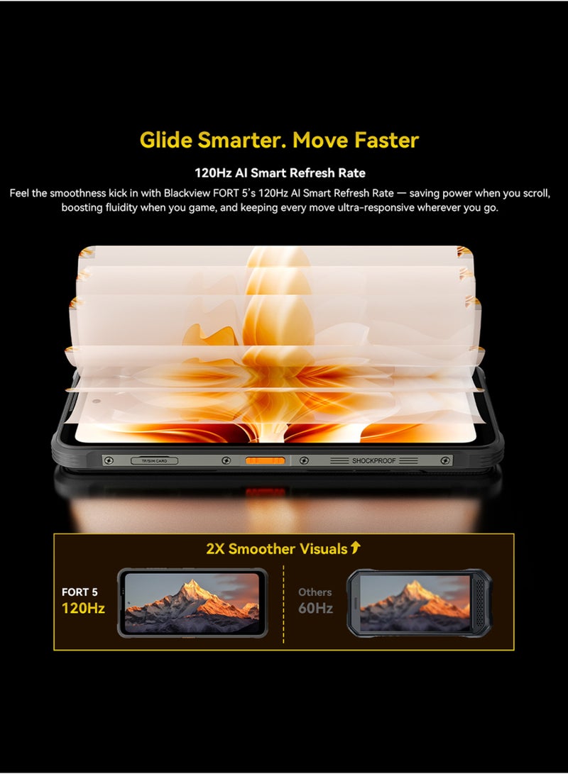 Blackview FORT 5 Smartphone 12GB+256GB Octa Core Helio G100 108MP Camera 5000mAh 33W Fast Charge Dual SIM Mobile Phone Cyber Yellow - Image 4