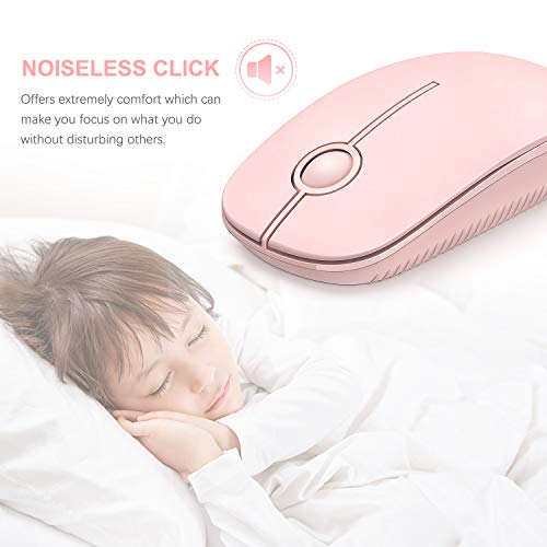 VssoPlor Wireless Mouse, 2.4G Slim Portable Computer Laptop Mouse with Nano Receiver Quiet Silent Optical Mice for Notebook, PC, Laptop, Computer-Pure Pink - Image 2